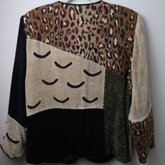 Indigo Moon Animal Print Tapestry Jacket | Mixed Print Statement Coat | Size L - Picture 3 of 7